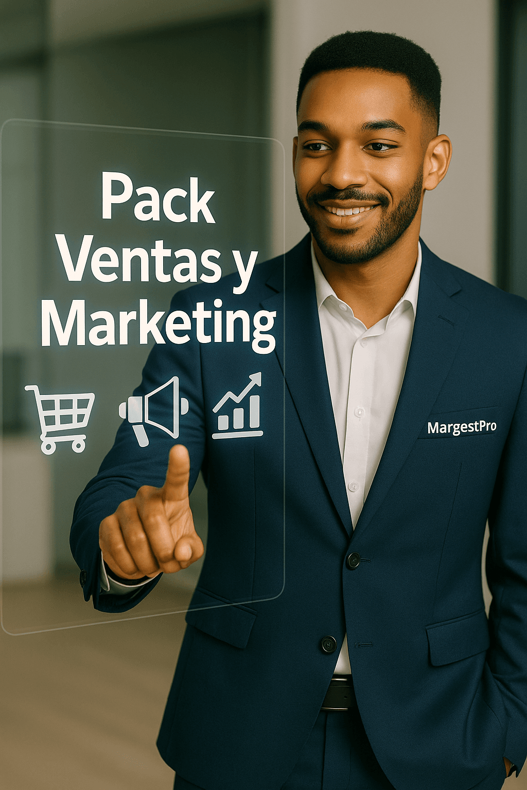 pack-ventas-marketing-margentpro_003 Comercial MargestPro trabajando con pantalla táctil transparente presentando el Pack Ventas y Marketing